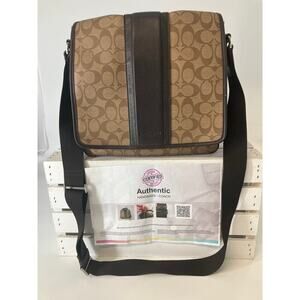 COACH F71102 BUSINESS HERITAGE STRIPE MAP PVC LEATHER BAG (ASIS)